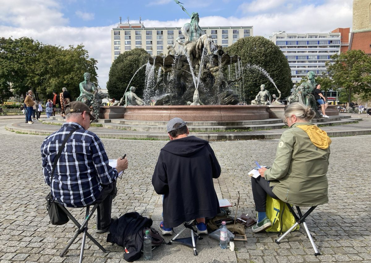 Berlin demo Neptune fountain