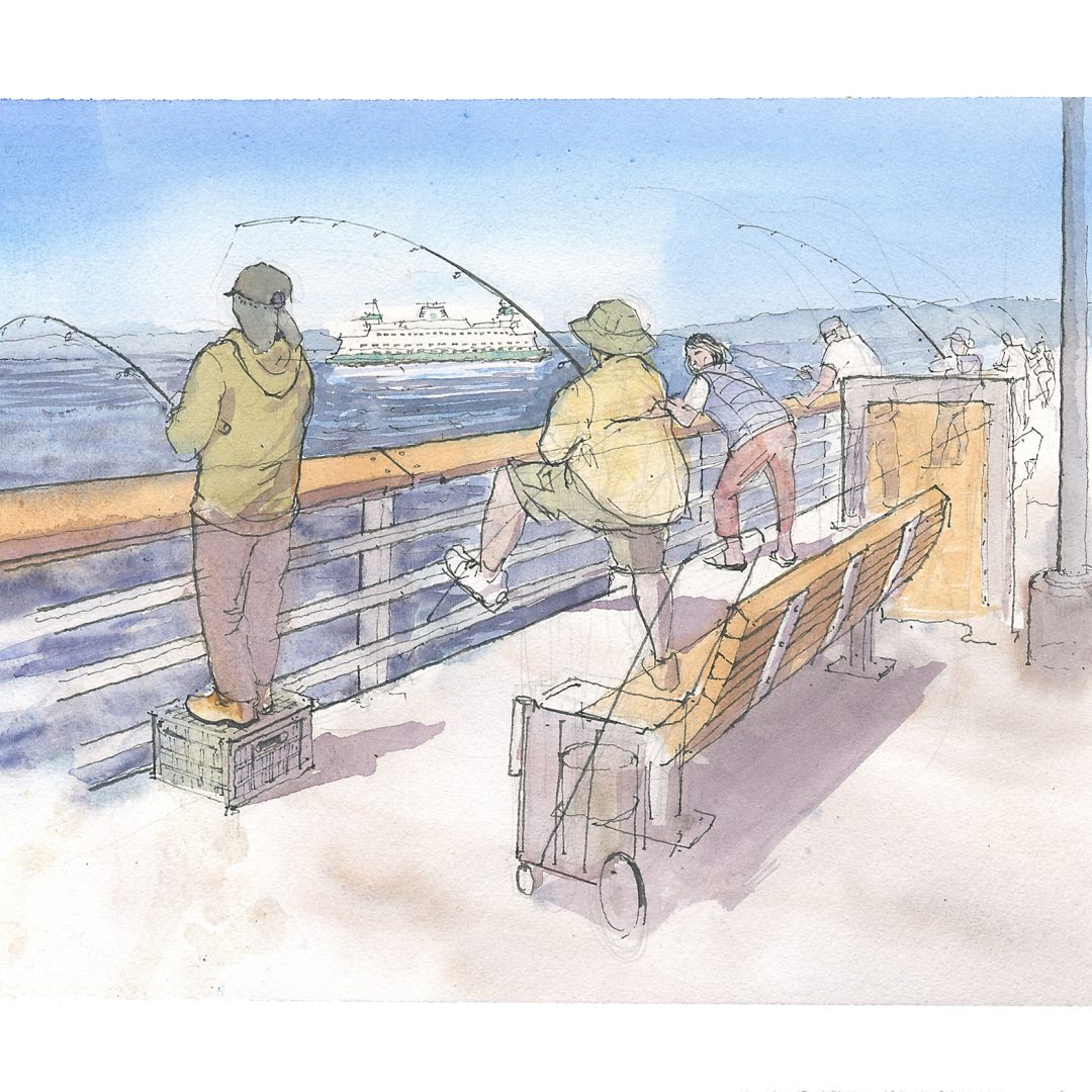 fishing pier edmonds 11x14 200px outline